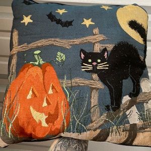 Halloween pillow Black Cat Jack o lantern